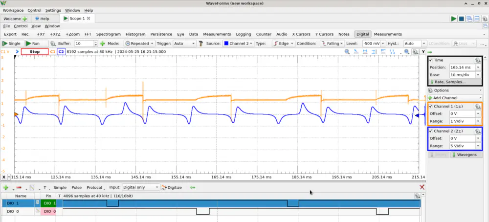 Oscilliscope while Running