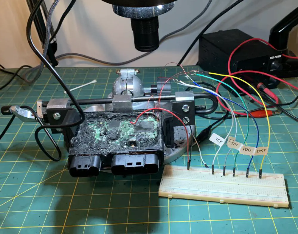 ECU Board Connected to Breadboard